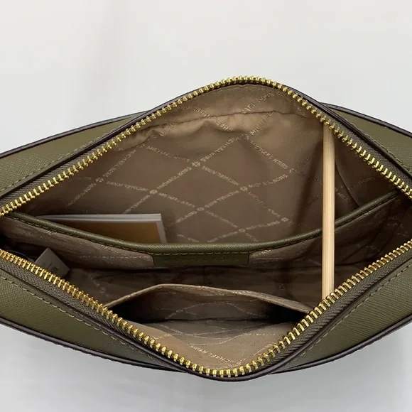 MICHAEL KORS LARGE EAST WEST CROSSBODY & Top Zip Coinpouch With ID Card OLIVE - Picture 11 of 16